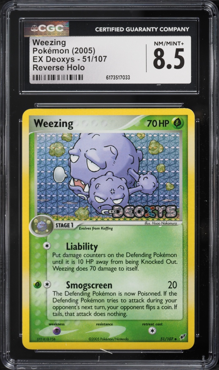 2005 Pokemon EX Deoxys Reverse Holo Weezing #51 CGC 8.5 NM-MT+