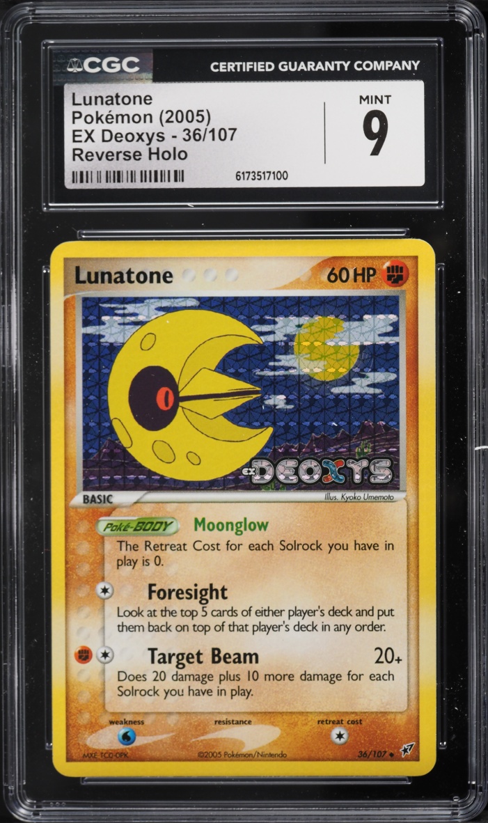 2005 Pokemon EX Deoxys Reverse Holo Lunatone #36 CGC 9 MINT