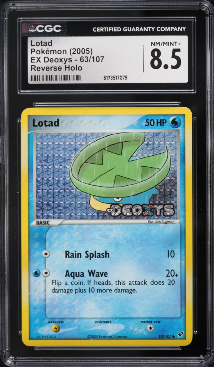 2005 Pokemon EX Deoxys Reverse Holo Lotad #63 CGC 8.5 NM-MT+
