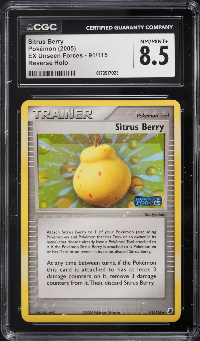 2005 Pokemon EX Unseen Forces Reverse Holo Sitrus Berry #91 CGC 8.5 NM-MT+