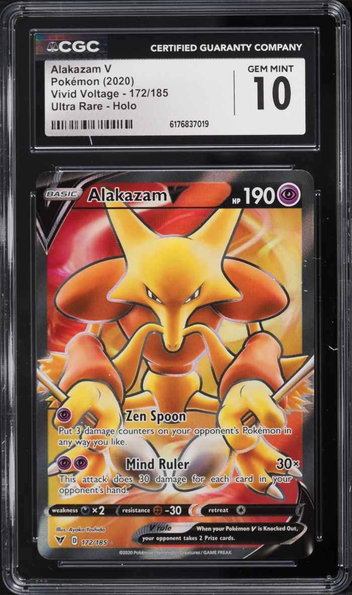 2020 Pokemon Sword & Shield Vivid Voltage Full Art Alakazam V #172 CGC 10 GEM MINT
