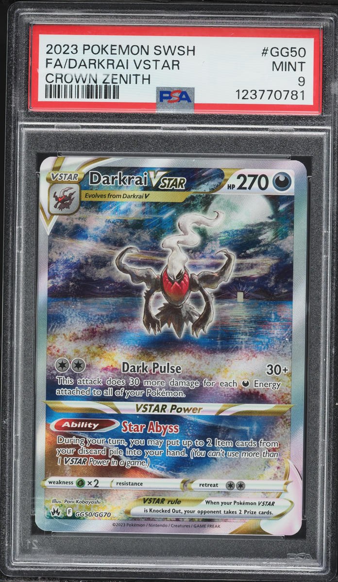 2023 Pokemon Sword & Shield Crown Zenith Full Art Darkrai VSTAR #GG50 PSA 9 MINT