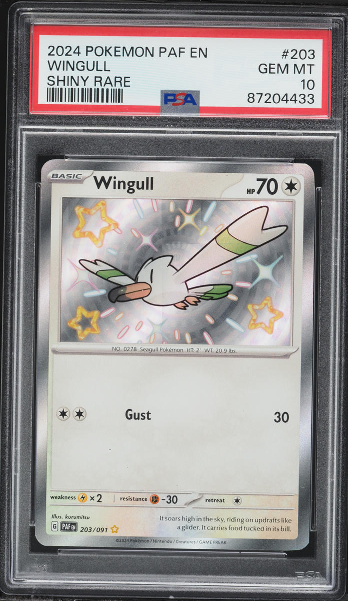 2024 Pokemon Scarlet & Violet Paldean Fates Shiny Rare Wingull #203 PSA 10 GEM MINT