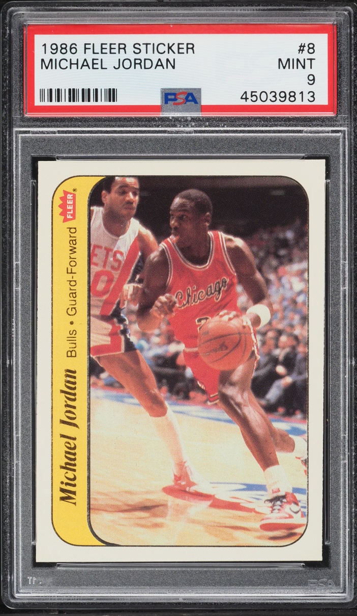 1986 Fleer Sticker Michael Jordan ROOKIE #8 PSA 9 MINT