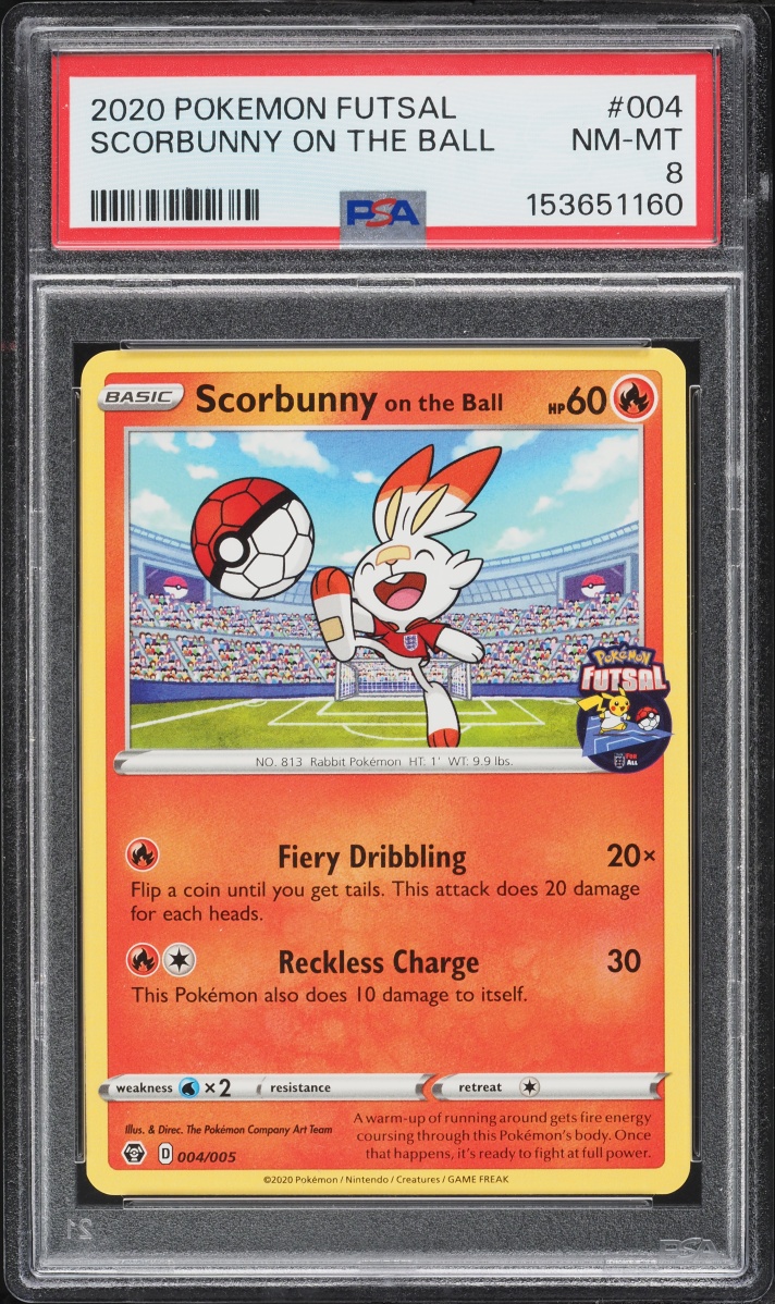 2020 Pokemon Sword & Shield Futsal Scorbunny On The Ball #4 PSA 8 NM-MT