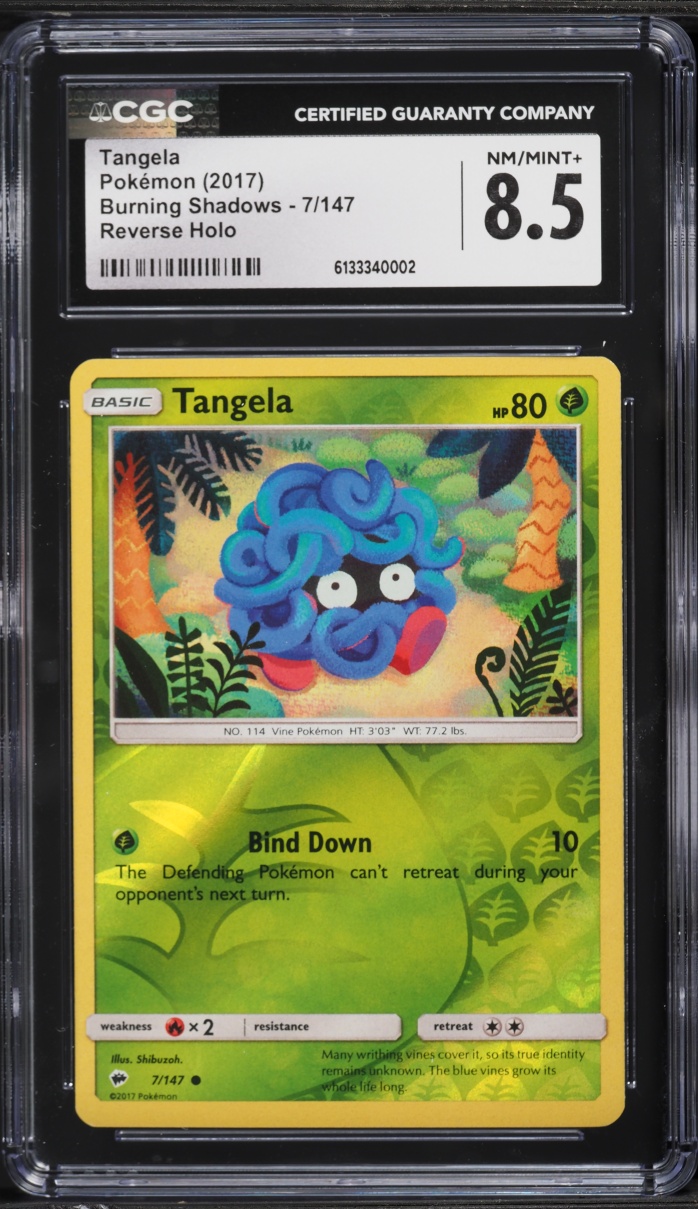 2017 Pokemon Sun & Moon Burning Shadows Reverse Holo Tangela #7 CGC 8.5 NM-MT+