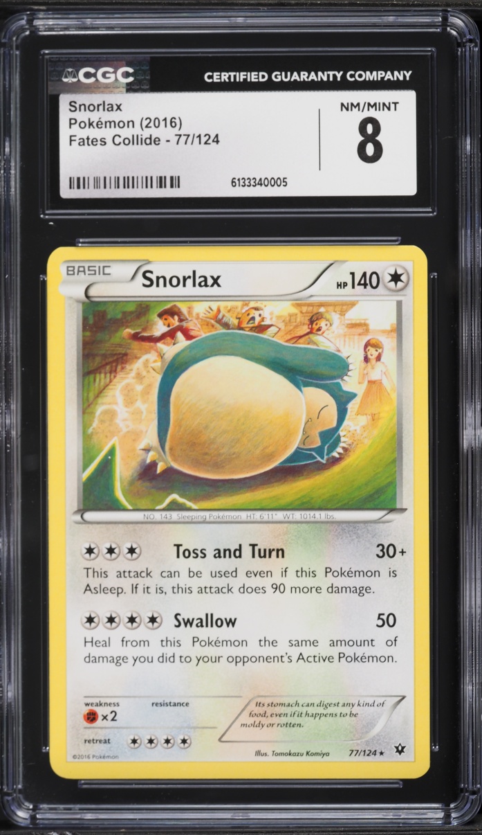 2016 Pokemon XY Fates Collide Snorlax #77 CGC 8 NM-MT