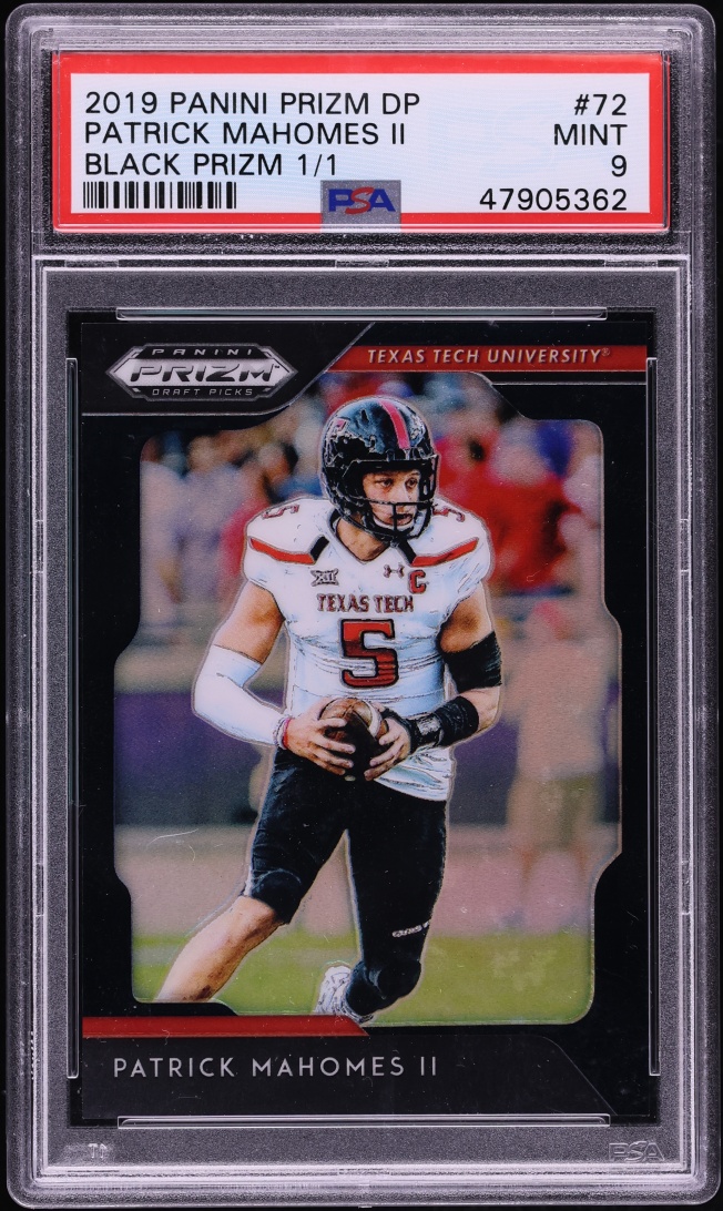 2019 Panini Prizm Draft Picks Black Patrick Mahomes II 1/1 #72 PSA 9 MINT
