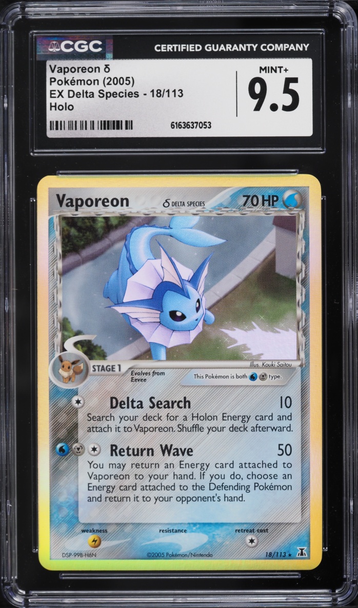 2005 Pokemon EX Delta Species Holo Vaporeon #18 CGC 9.5 MINT+