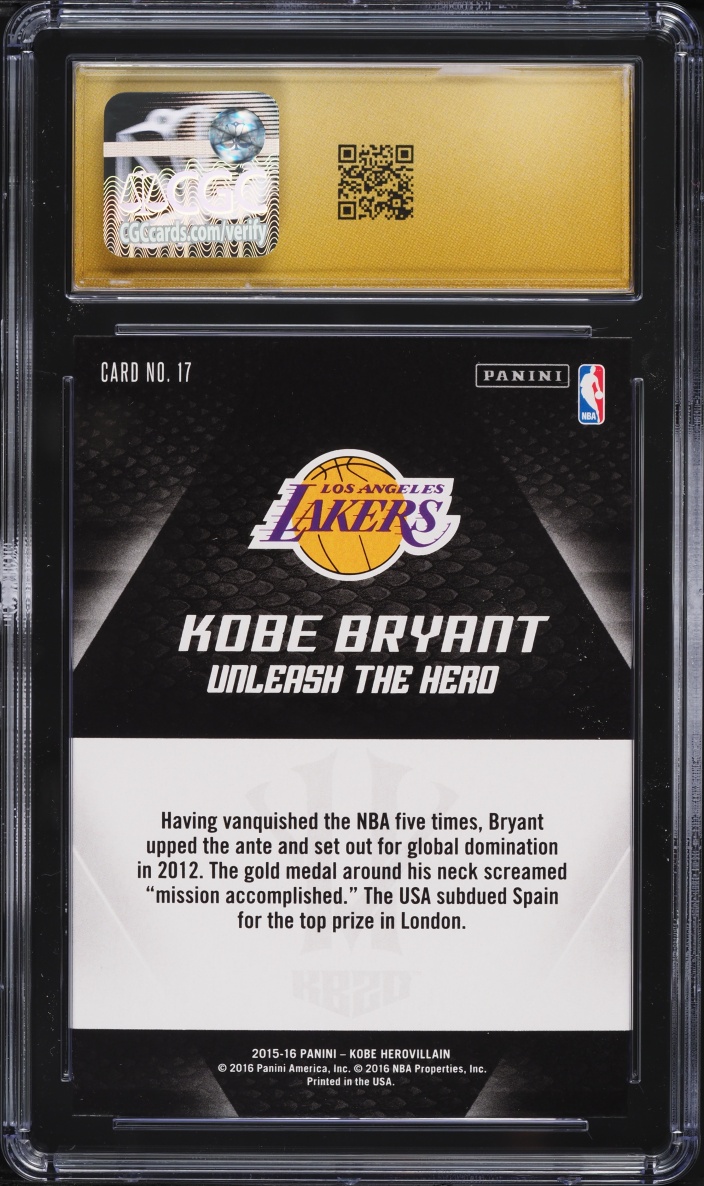 2015 Panini HeroVillain KB20 Unleash The Hero Kobe Bryant #17 CGC 10 PRISTINE