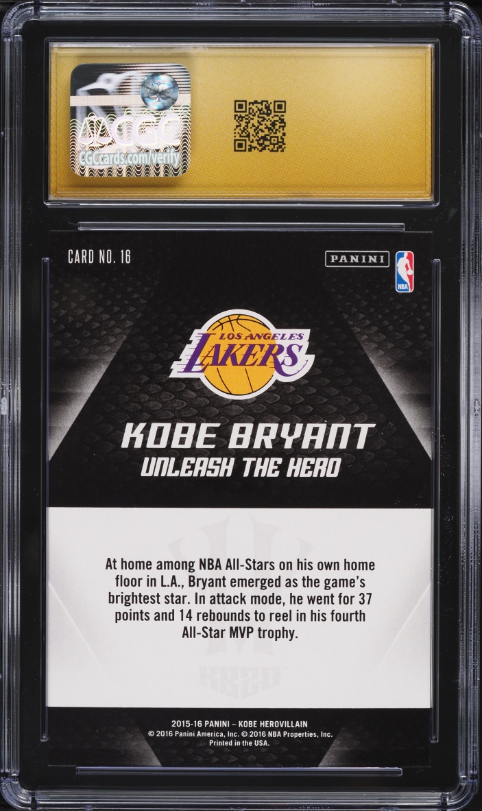 2015 Panini HeroVillain KB20 Unleash The Hero Kobe Bryant #16 CGC 10 PRISTINE