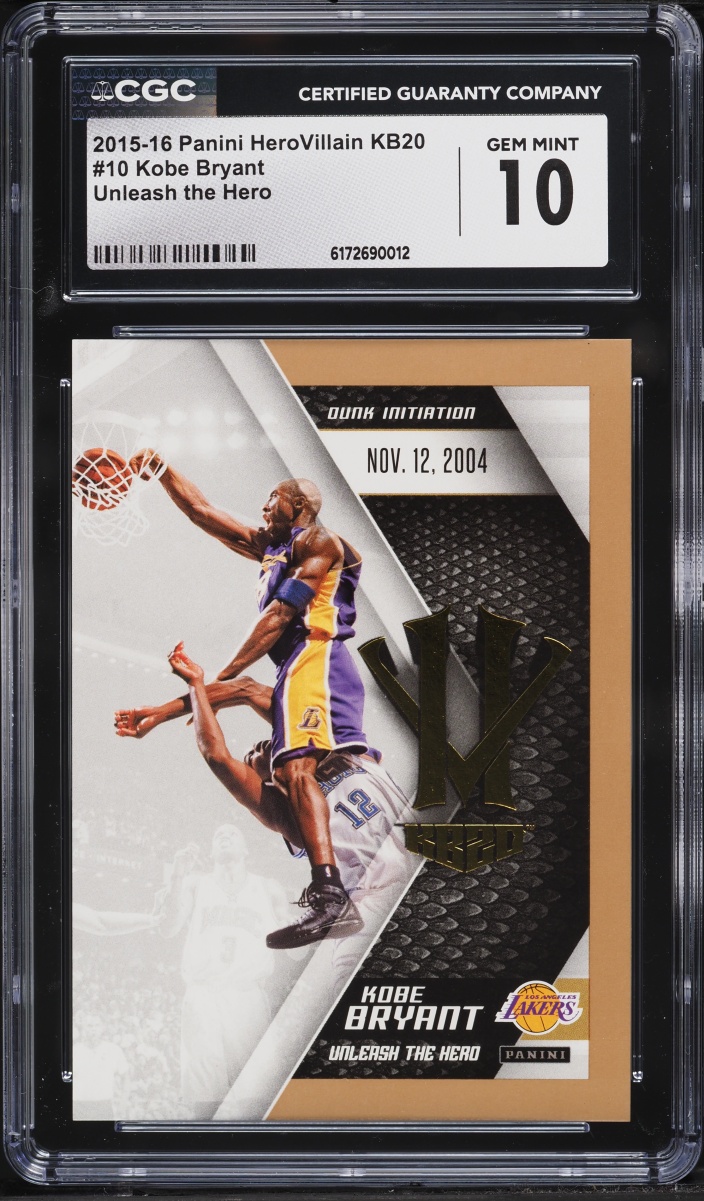 2015 Panini HeroVillain KB20 Unleash The Hero Kobe Bryant #10 CGC 10 GEM MINT
