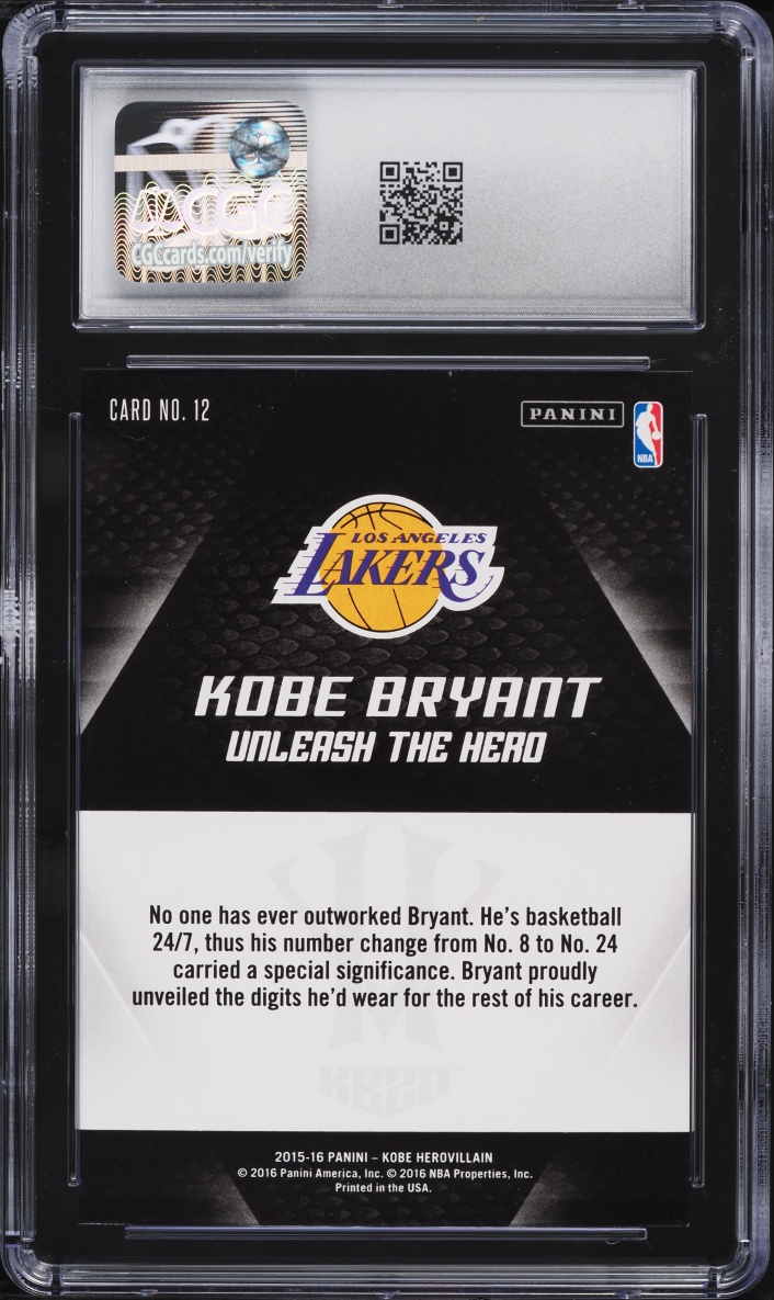 2015 Panini HeroVillain KB20 Unleash The Hero Gold 24 Kobe Bryant #12 CGC 10 GEM MINT