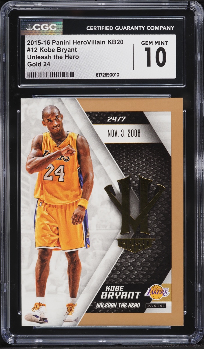 2015 Panini HeroVillain KB20 Unleash The Hero Gold 24 Kobe Bryant #12 CGC 10 GEM MINT