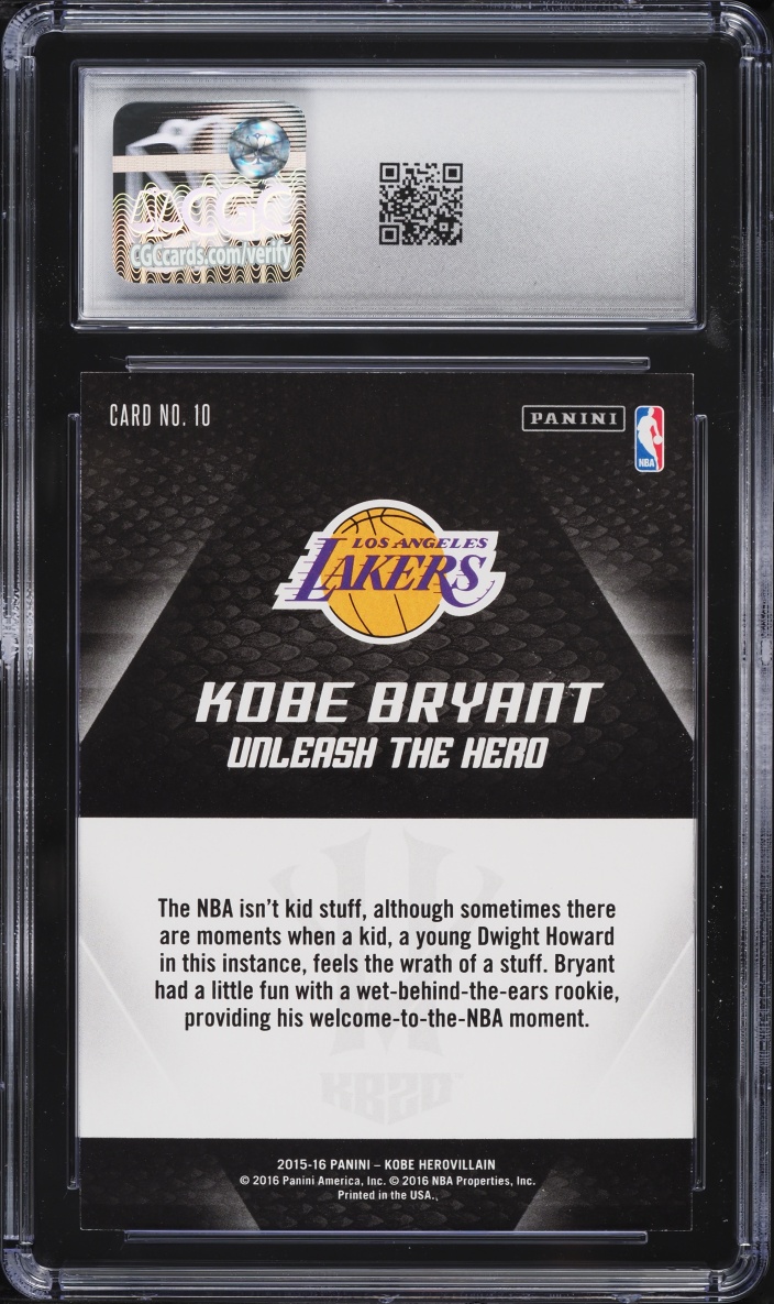 2015 Panini HeroVillain KB20 Unleash The Hero Kobe Bryant #10 CGC 10 GEM MINT