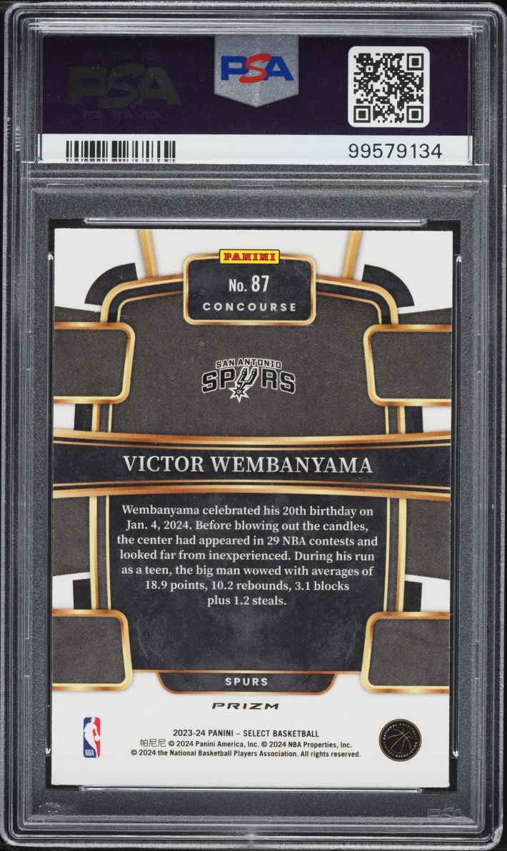 2023 Select Concourse Tri Color Prizm Victor Wembanyama ROOKIE #87 PSA 9 MINT