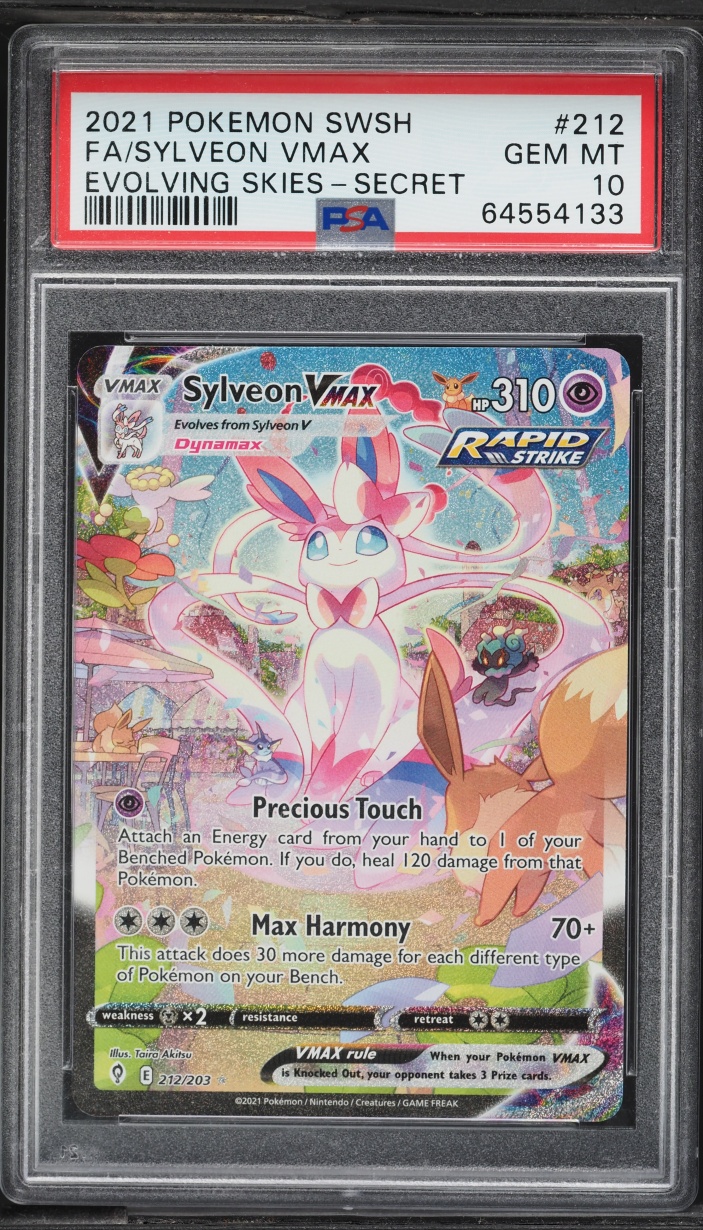 2021 Pokemon Sword & Shield Evolving Skies Alt Art Sylveon VMAX #212 PSA 10 GEM MINT