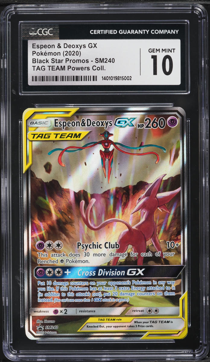 2020 Pokemon SM Black Star Promo Tag Team Espeon & Deoxys GX #SM240 CGC 10 GEM