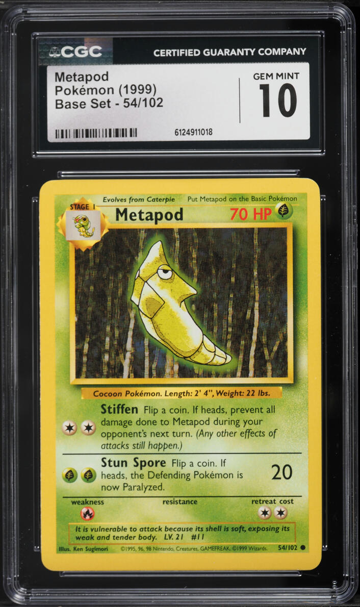 1999 Pokemon Base Set Metapod #54 CGC 10 GEM MINT