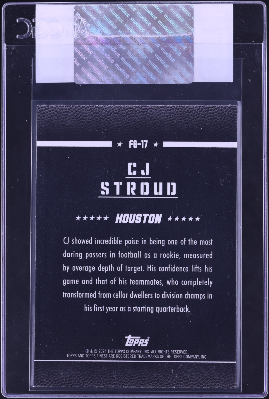 2024 Finest Field Generals Sky Blue Refractor C.J. Stroud /150 #FG-17 CGC AUTH