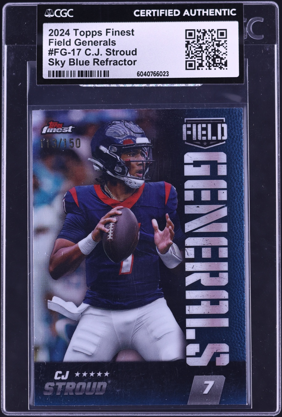 2024 Finest Field Generals Sky Blue Refractor C.J. Stroud /150 #FG-17 CGC AUTH