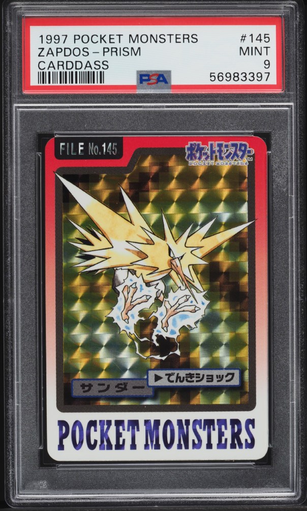 1997 Pokemon Japanese Pocket Monsters Carddass Prism Zapdos #145 PSA 9 MINT