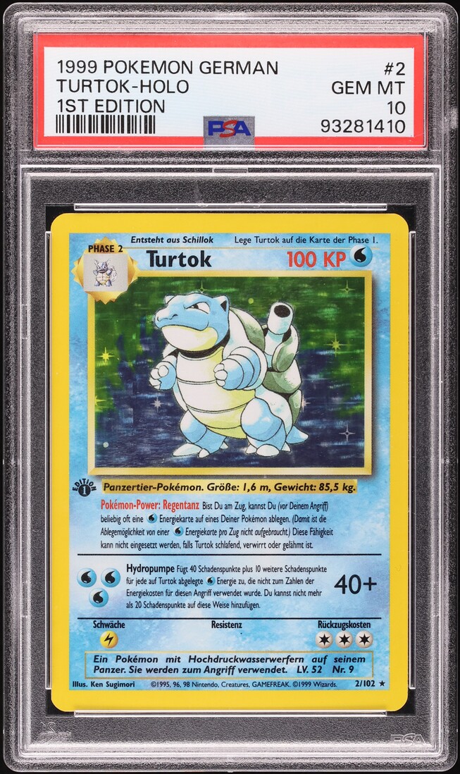 1999 Pokemon German Base Set 1st Edition Holo Blastoise #2 PSA 10 GEM MINT