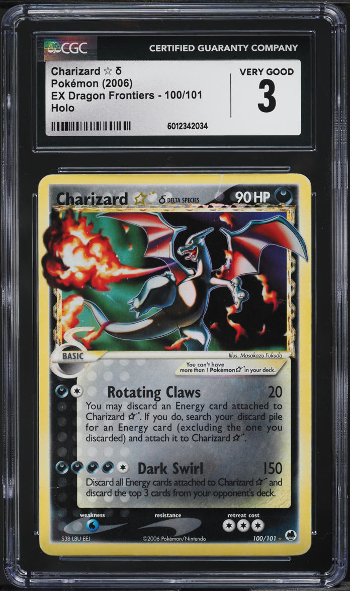 2006 Pokemon EX Dragon Frontiers Holo Charizard Gold Star #100 CGC 3 VG