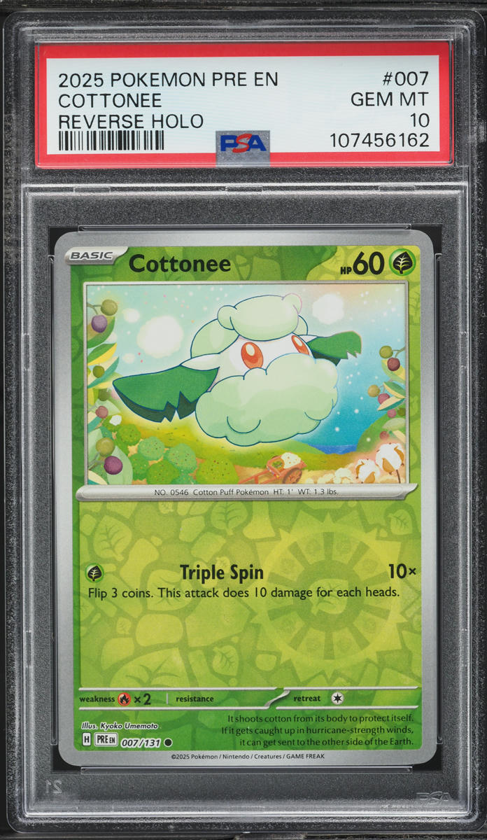 2025 Pokemon SV Prismatic Evolutions Reverse Holo Cottonee #7 PSA 10 GEM MINT