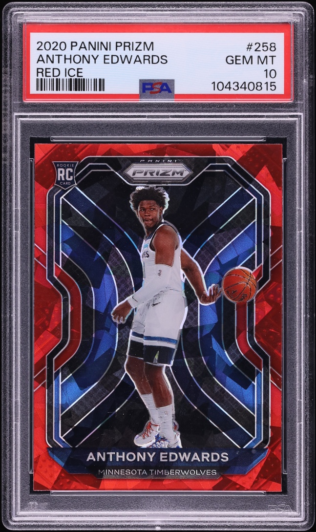 2020 Panini Prizm Red Ice Anthony Edwards ROOKIE #258 PSA 10 GEM MINT