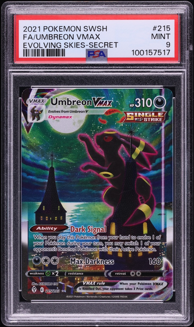 2021 Pokemon Sword & Shield Evolving Skies Alt Art Umbreon VMAX #215 PSA 9 MINT