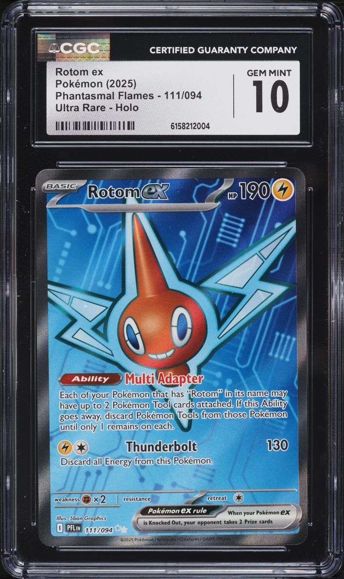 2025 Pokemon Mega Evolution Phantasmal Flames Full Art Rotom EX #111 CGC 10 GEM MINT