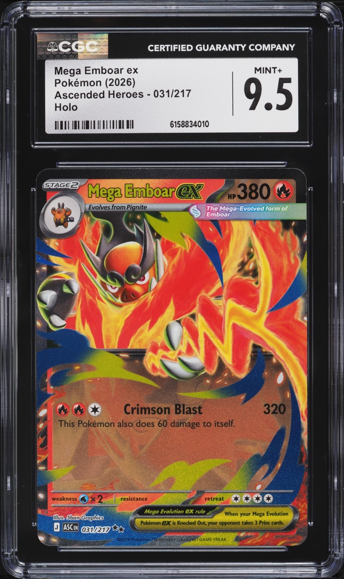 2026 Pokemon Mega Evolution Ascended Heroes Holo Mega Emboar EX #31 CGC 9.5 MINT+