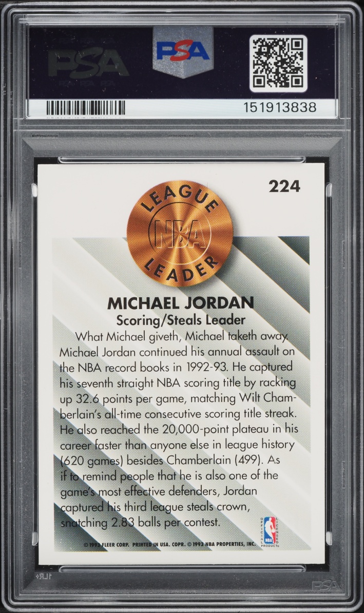 1993 Fleer Basketball Michael Jordan #224 PSA 8 NM-MT