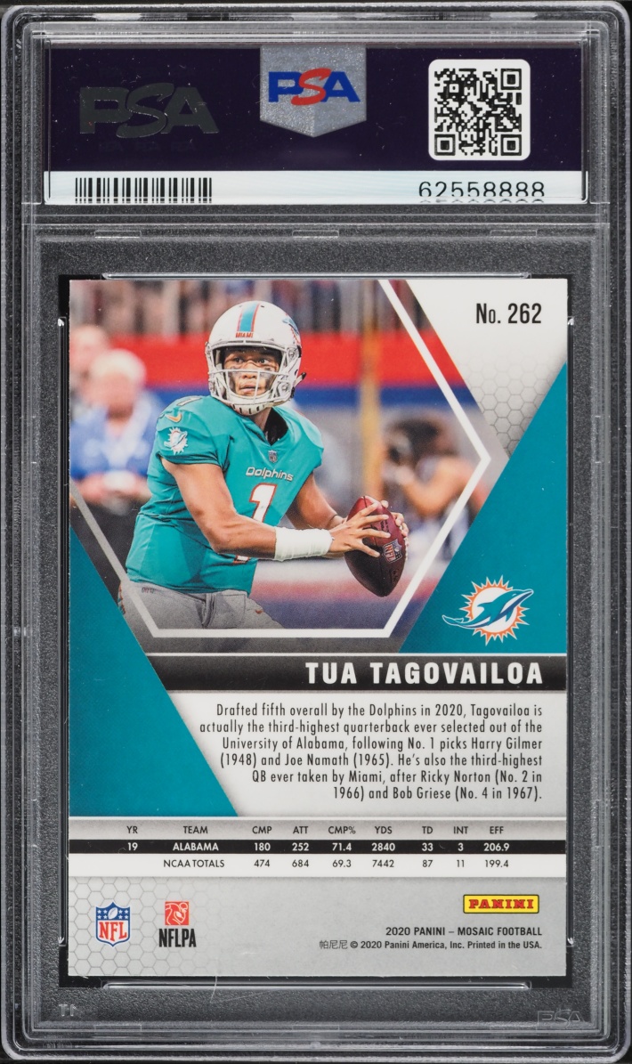 2020 Panini Mosaic Tua Tagovailoa ROOKIE #262 PSA 10 GEM MINT