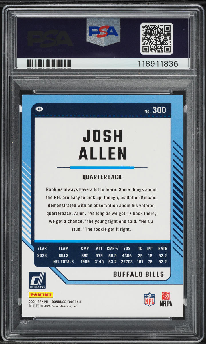 2024 Donruss Press Proof Blue Josh Allen #300 PSA 8 NM-MT