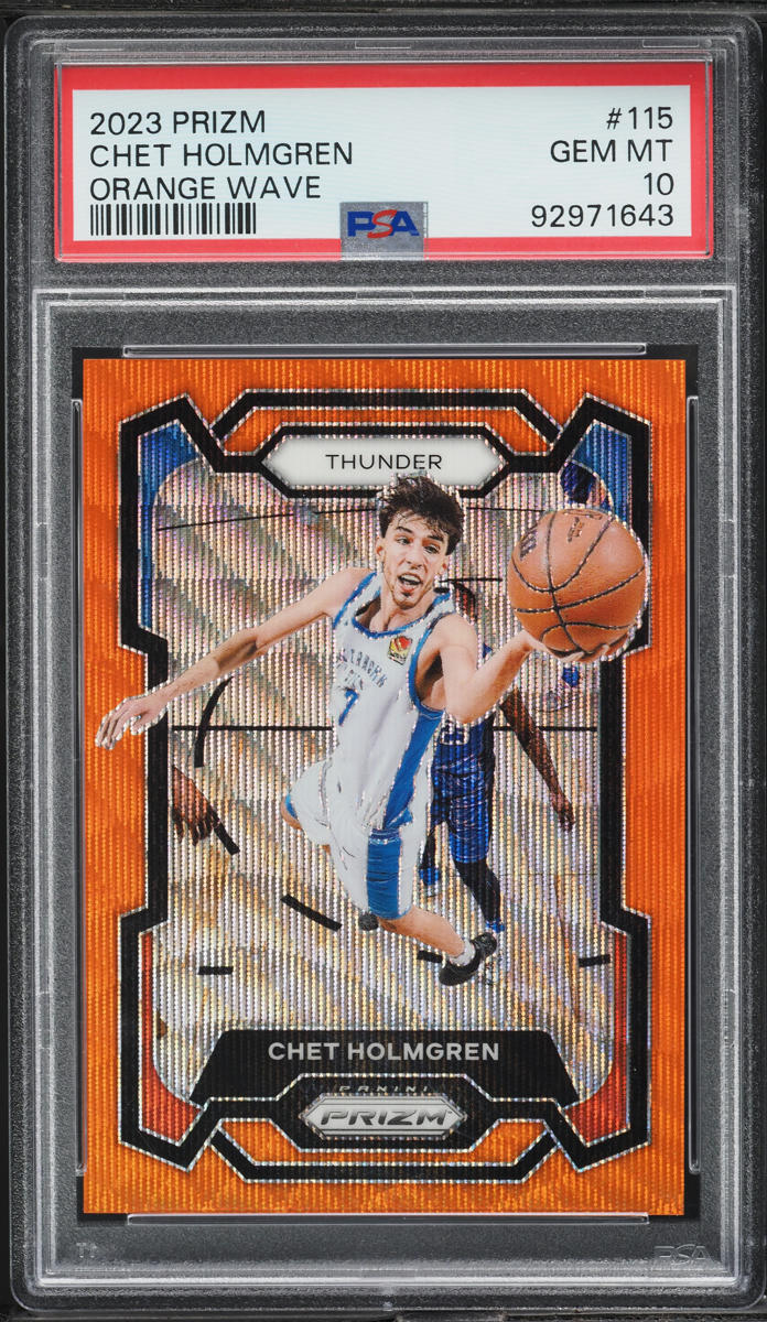 2023 Panini Prizm Orange Wave Chet Holmgren /60 #115 PSA 10 GEM MINT
