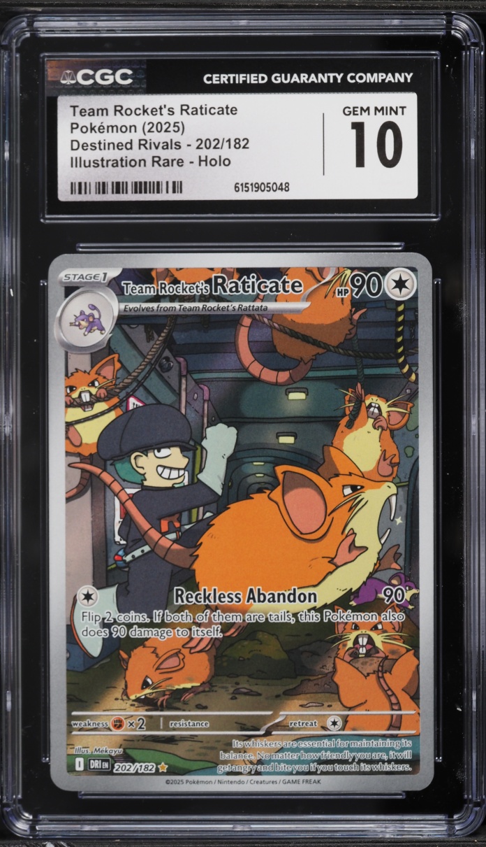 2025 Pokemon Scarlet & Violet Destined Rivals IR Team Rocket's Raticate #202 CGC 10 GEM MINT