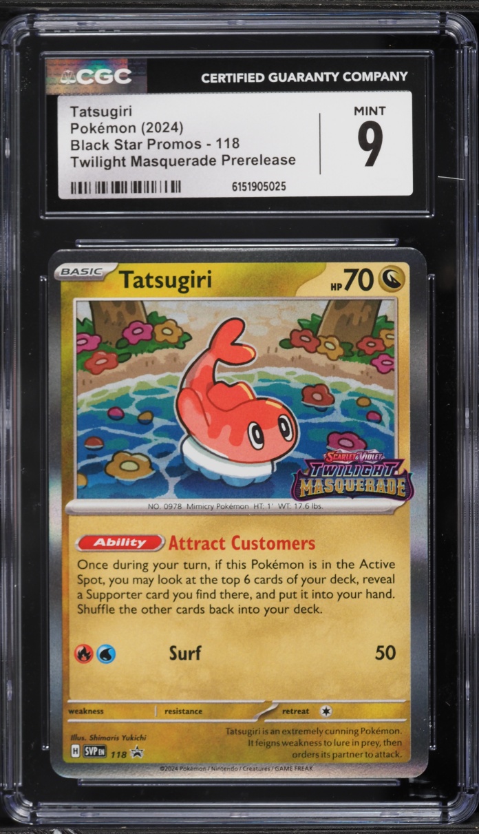 2024 Pokemon SV Black Star Promo Twilight Masquerade Prerelease Tatsugiri #118 CGC 9 MINT