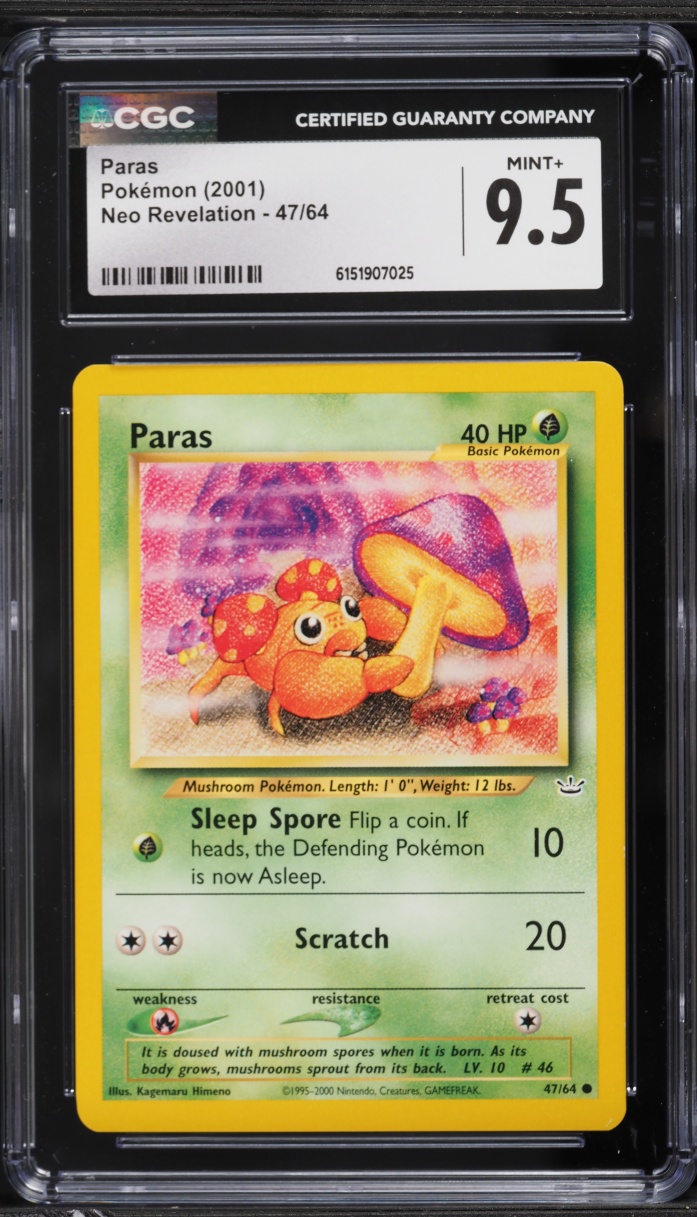 2001 Pokemon Neo Revelation Paras #47 CGC 9.5 MINT+