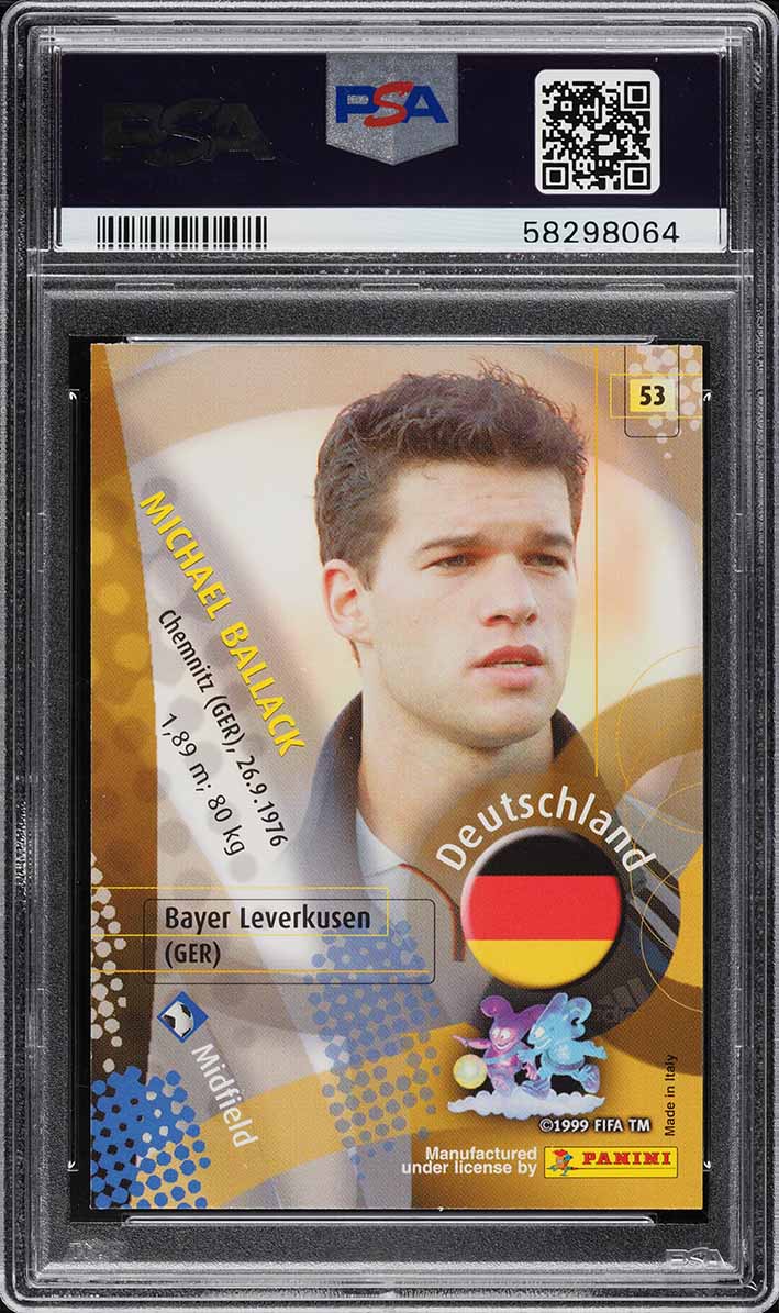 2002 Panini World Cup Korea Japan Michael Ballack #53 PSA 8 NM-MT