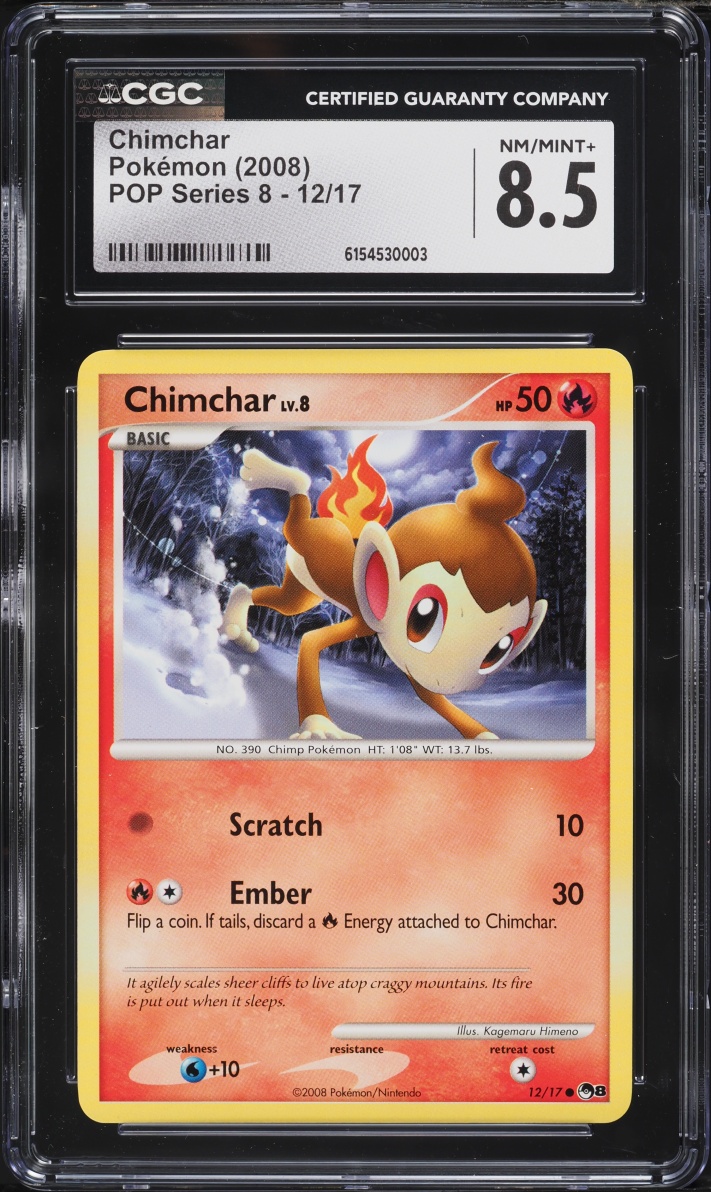 2008 Pokemon POP Series 8 Chimchar #12 CGC 8.5 NM-MT+