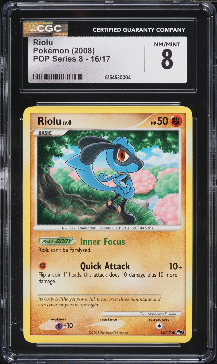 2008 Pokemon POP Series 8 Riolu #16 CGC 8 NM-MT