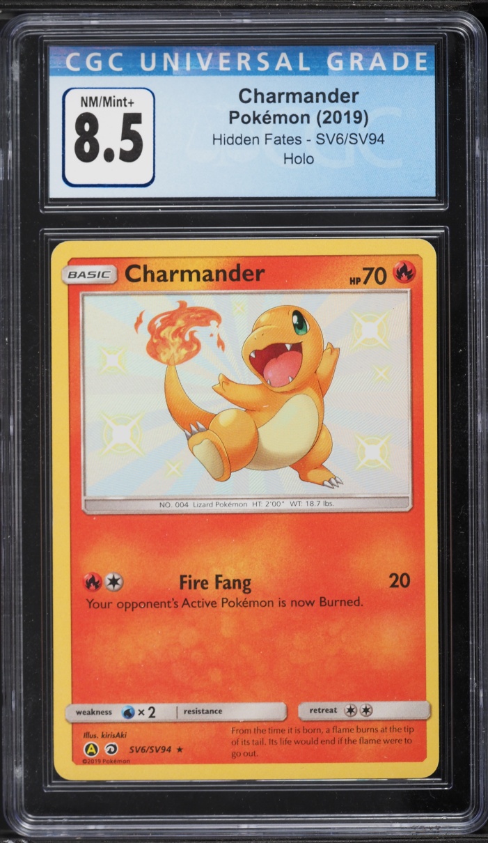 2019 Pokemon Sun & Moon Hidden Fates Shiny Charmander #SV6 CGC 8.5 NM-MT+