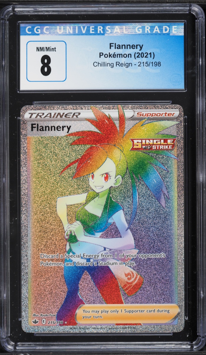 2021 Pokemon Sword & Shield Chilling Reign Rainbow Rare Flannery #215 CGC 8 NM-MT