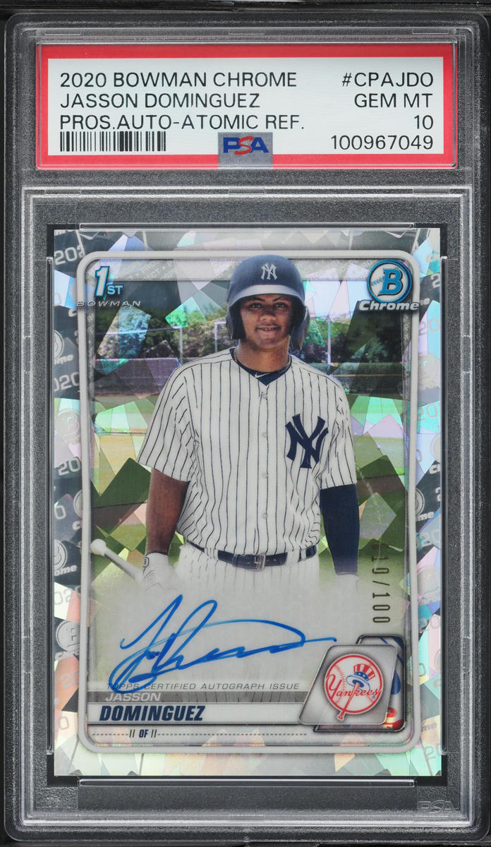 2020 Bowman Chrome Atomic Refractor Jasson Dominguez ROOKIE AUTO /100 PSA 10 GEM
