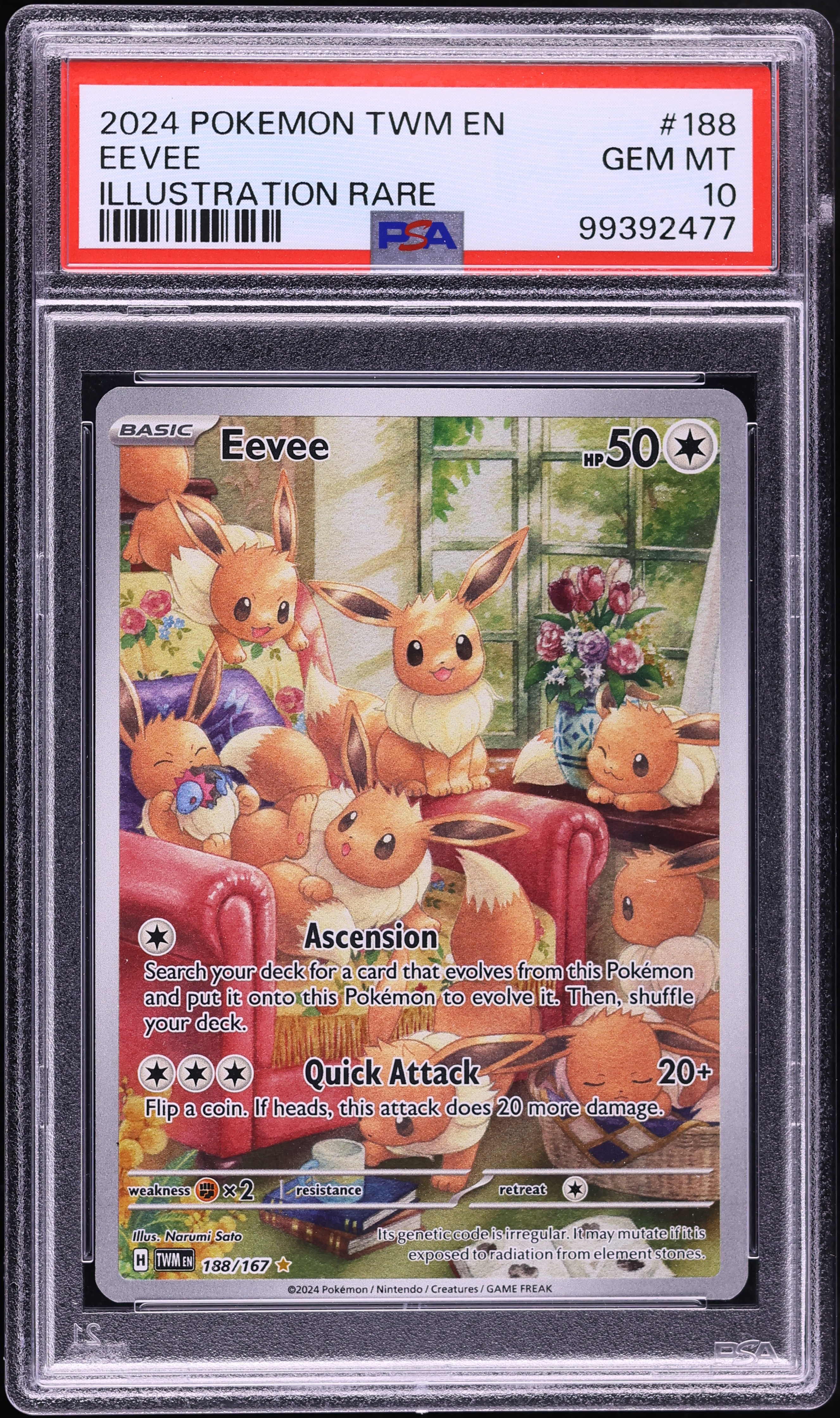 2024 Pokemon Scarlet & Violet Twilight Masquerade IR Eevee #188 PSA 10 GEM MINT