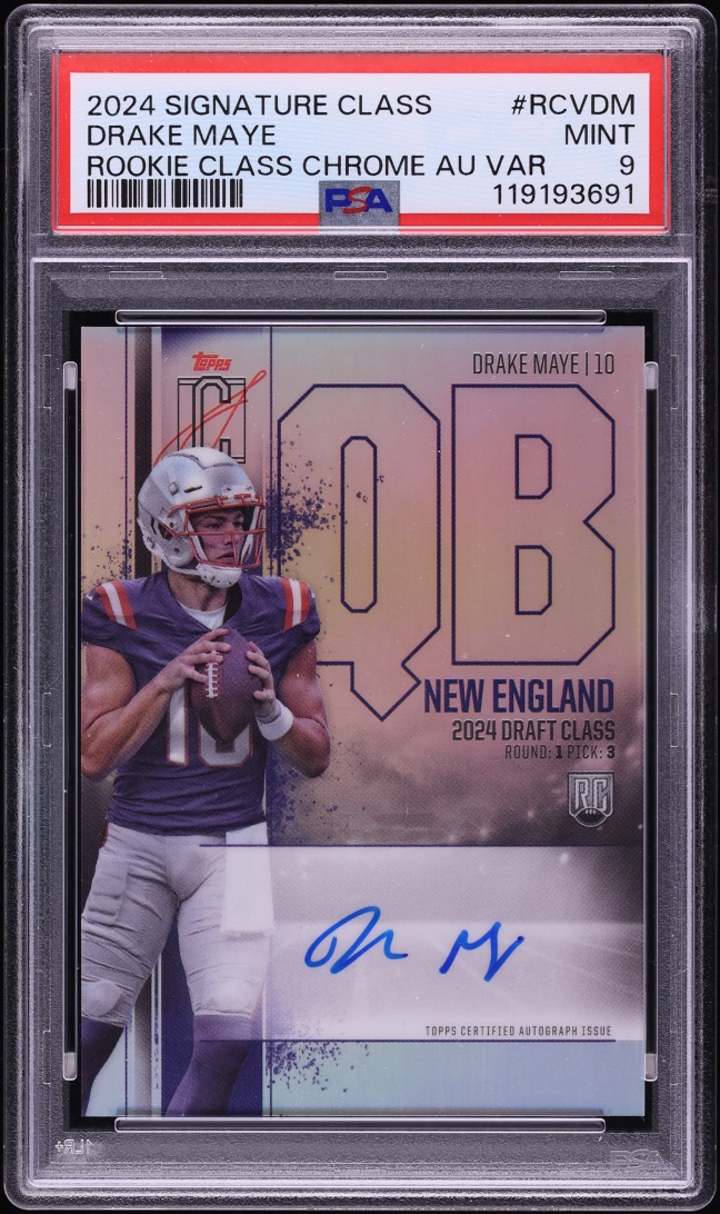 2024 Topps Signature Class Chrome Variation Drake Maye ROOKIE AUTO #RCV-DM PSA 9 MINT