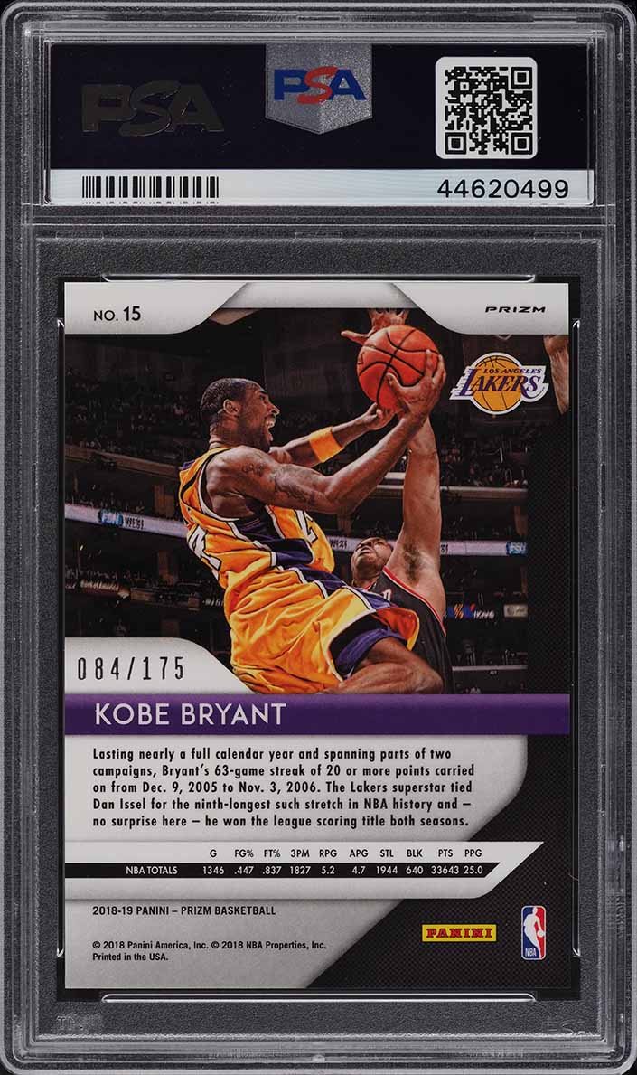 2018 Panini Prizm Fast Break Blue Kobe Bryant /175 #15 PSA 10 GEM MINT