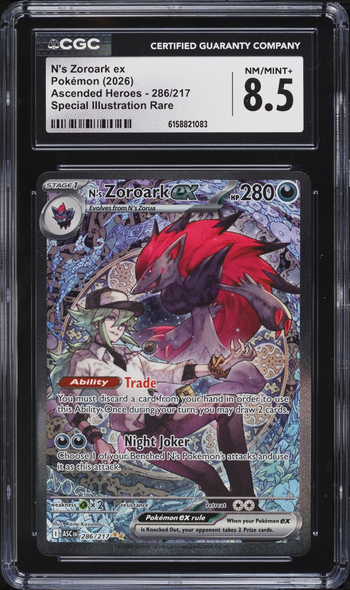 2026 Pokemon Mega Evolution Ascended Heroes SIR N's Zoroark EX #286 CGC 8.5 NM-MT+